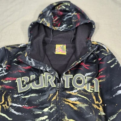 Burton Sudadera con Capucha Para Hombre Mediana Negra Cremallera Completa Gráfico Camuflaje Estampado Chaqueta Poliéster Foto 1 de 4