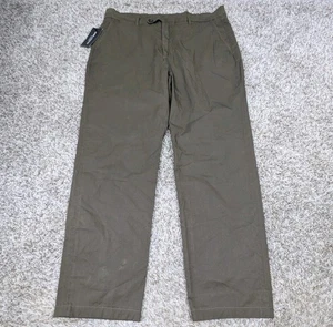 Spier & Mackay Pants Mens 36x32 Dark Olive Flat Front Cotton Chino Khaki READ - Picture 1 of 15