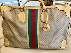 80's Vintage Gucci Sherry Boston monogram weekend travel bag with lock & key - Picture 1 of 15