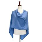 Minnie Rose Women's Blue 100% Cashmere Shawl Draped Knit Wrap Boho