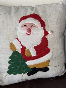 Home For The Holidays Christmas Santa & Tree Pillow 16"x16" Throw Lot Of 2 - Picture 1 of 6