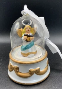 Mr Christmas Musical Globe Spinning Angel Ornament Hark The Harold Gold Silver - Picture 1 of 3