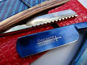 2 x TOP Blue Titanium Blade + Steel Blade STRAIGHT CUT THROAT RAZOR With Cases - Picture 1 of 11