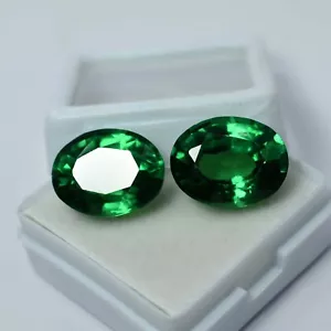 Natural Colombian Emerald Pair 19.60 Ct Loose Gemstone GIE CERTIFIED Oval Cut - Picture 1 of 5