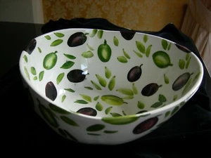 "Bassano" Cerámica Tazón Pintado a Mano Terrina ACEITUNAS 24x11 Artículo B - Imagen 1 de 5