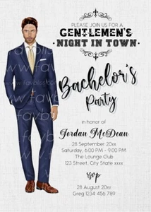 1pc we print Personalised Gents Bachelors teens Birthday Invitation - Picture 1 of 1