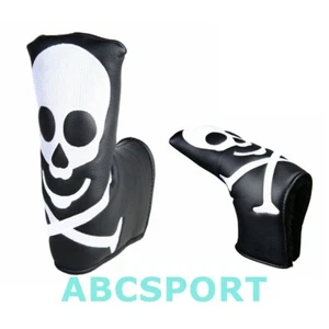 1 pieza Cubierta para la cabeza de palo de palo de golf con hoja de golf grande de cuero negro con calavera grande - Imagen 1 de 6
