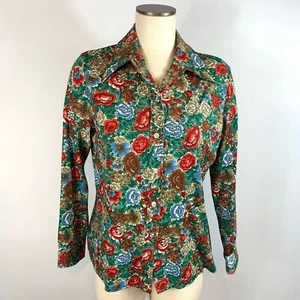 VTG 70's Floral Dart Collar Disco Retro Hippie Shirt - Picture 1 of 6