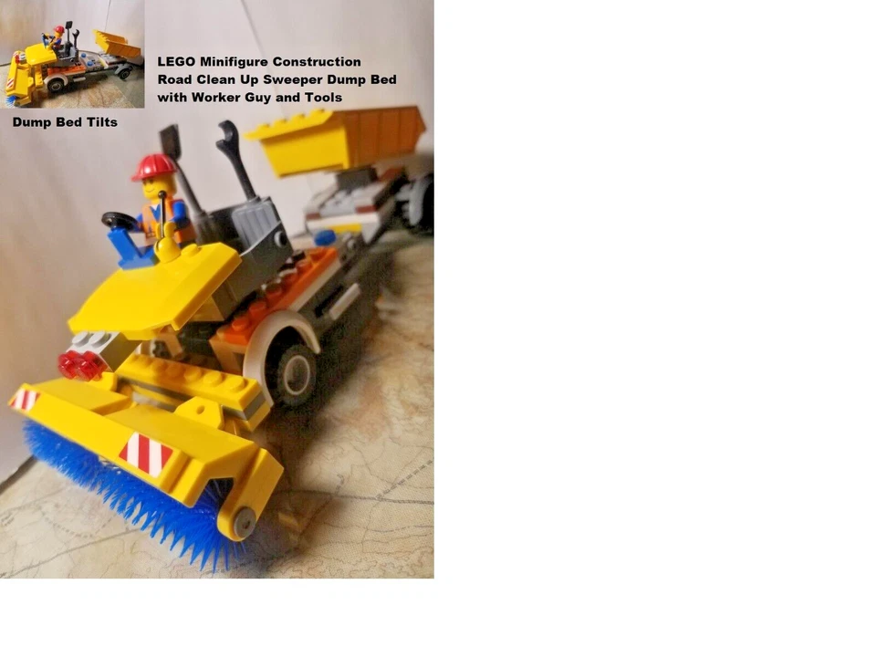 LEGO Minifigure Construction Set Road Sweeper with Dump Bed and Worker Guy Tools - Image 1 of 1
