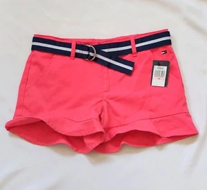 Tommy Hilfiger Girls Belted Ruffled Shorts Size 10 Paradise Pink NWT - Picture 1 of 5