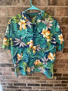 Large Vintage 90s Platinum Hawaiian Short Sleeve Shirt - Picture 1 of 4
