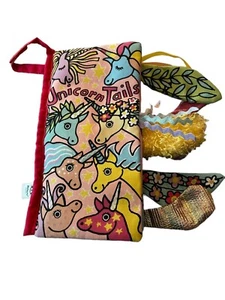 Jellycat London Unicorn Tails Plush Cloth Book Anne Wilkinson Sensory Book - Picture 1 of 6