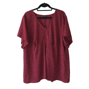 Torrid Womens 4 4X Chablis Button-Front Top Leopard Dark Red Print Blouse - Picture 1 of 13