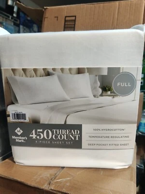 Member's Mark 100% Cotton 450-Thread Count Sheet Set - FULL - WHITE