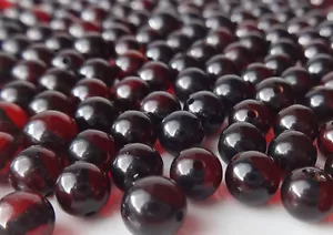 Cherry Natural Baltic Amber Round Loose With Holes Beads 100 pc - Picture 1 of 4