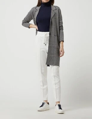 Chaqueta cárdigan tejida BRAX 'AMELIE" azul marino a cuadros mezcla de lana larga para mujer 42 Foto 1 de 4