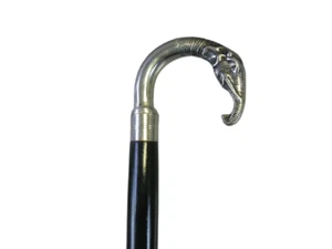 Antique Style Designer Brass Head Handle Silver Elephant Walking Stick Cane Gift - Picture 1 of 4