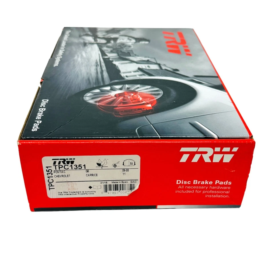 Комплект керамических передних дисковых тормозных колодок TRW TPC1351 подходит для Pontiac G8, Chevrolet Caprice - Изображение 1 из 4