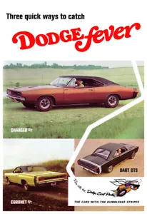 13x19 1968 DODGE CHARGER CORONET DART GTS R/T AD PRINT MOPAR FEVER BROCHURE - Picture 1 of 1
