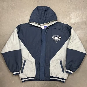 Vintage 90s Logo 7 Dallas Cowboys Full Zip Puffer Jacket Blue L - Picture 1 of 12