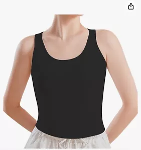 Workout Top Built in Bra Fitness Workout Running Shirts Camisole Black New XS - Picture 1 of 4