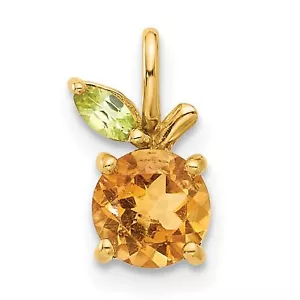 14k Yellow Gold Citrine and Peridot Orange Chain Slide - Picture 1 of 7