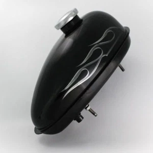Motorized Bicycle Kit Gas Tank Decals Clear Metallic Silver Ghost Flames - Foto 1 di 6