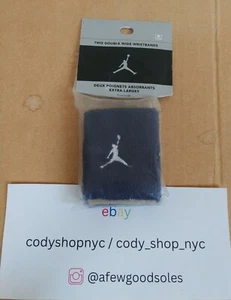 Vintage Jordan Two Double Wide Wristbands NAVY One Size OS Unisex NEW 567416-410 - Picture 1 of 4