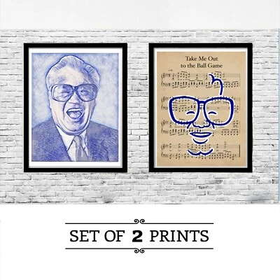 Chicago Cubs Harry Caray Ink Take Me Out Juego de Pelota Wrigley Regalo Conjunto de Arte de Béisbol Foto 1 de 4
