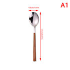 1Pcs Cutlery Stainless Steel Imitation Wood Handle Knife Coffee Spoon Fork