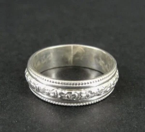 Ring Silver Flowers with Edge Design Band Sterling 925 Size 7 Ring Band - Picture 1 of 4