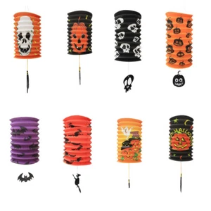 Paper Pumpkin Bat Skeleton Hanging Lanterns Lights Lamps Halloween Party Decor - Picture 1 of 21