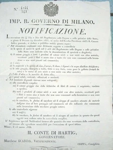 C5995-LOMBARDO-VENETO, REGOLAMENTO SULLE DOGANE, CONTE DI HARTIG, 1836 - Picture 1 of 1