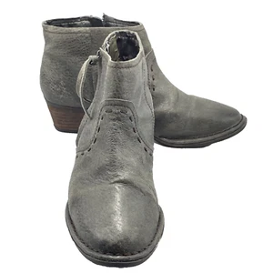 Giani Bernini Alvin Distressed Gray Leather Ankle Boots Booties Zip Size 8.5 - Picture 1 of 8