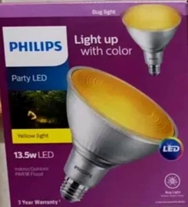Philips LED Indoor/Outdoor Yellow 13.5w Equivalent PAR 38 Light Bulb Bug Light - Picture 1 of 4