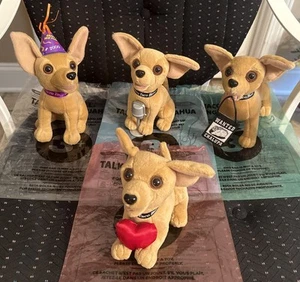 VTG EC 90’s Complete Set 4 TacoBell Chihuahua Plush Dogs &Orig Pkgs 2 Talk 2 Not - Picture 1 of 9