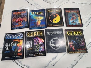 Lot 8 Gurps Game Lot Basic Sets Role Playing Fantasy Magic Set Hardcover Soft - Picture 1 of 9