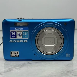Olympus VG-140 Blue Compact Digital Camera w/ Battery, Charger TESTED & WORKING! - Picture 1 of 12