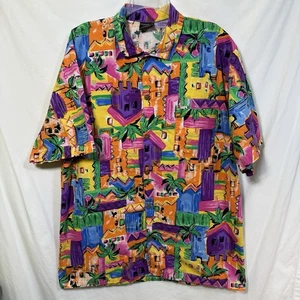 Vintage Tukan Tanz Damen XL Hawaiihemd mit Knöpfen hergestellt in den USA bunt geblümt - Bild 1 von 7