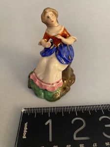 ANTIQUE 18th-19th c Staffordshire porcelain FIGURINE- 3 and 1/4ths inches high - Picture 1 of 10