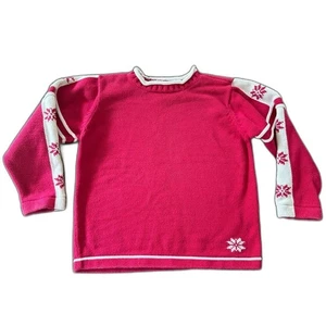 Hanna Andersson Red Boy Girl Holiday Snowflake Cotton Sweater Sz 120 US 6/7 - Picture 1 of 5