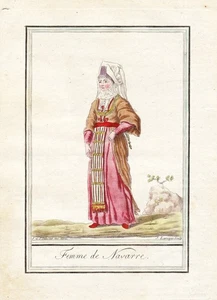 Traje De Mujer Navarra España Grabado Grasset 1780 - Picture 1 of 1