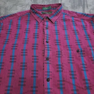 Vtg 80s Levis Geometric Striped Cotton Button Up USA Made XL Shirt Long Sleeve - Picture 1 of 8