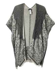 Cárdigan plumero boho American Eagle para mujer talla única negro blanco flecos florales - Imagen 1 de 9