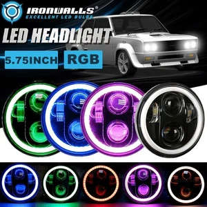 For 1969-1975 Fiat 124 4Pcs 5.75" inch LED Headlights Hi/Lo RGB Ring bluetooth - Picture 1 of 12