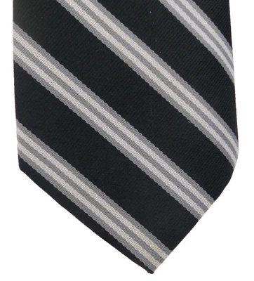 Corbata corta Ketch 100 % poliéster 3 1/2" ancho x 54" gris y blanco tiras en negro Foto 1 de 4