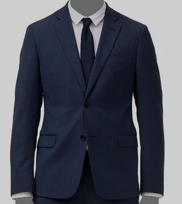 Armani Exchange 44S Men's Blue Slim-Fit Birdseye Wool Blazer Suit Jacket - Image 1 of 3