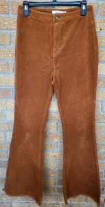 Cello Women's High Rise  Corduroy Pants Rust Flare Bell Bottom Raw Hem Size 7  - Picture 1 of 9