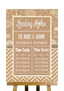 Brown Winter Christmas Who's Who Leading Roles Personalised Wedding Sign - Picture 1 of 8