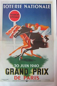 WW2 REPRO AFFICHE GUERRE 1939 - 1945 LOTERIE NATIONALE 30 JUIN 1940 PRIX PARIS - Picture 1 of 1